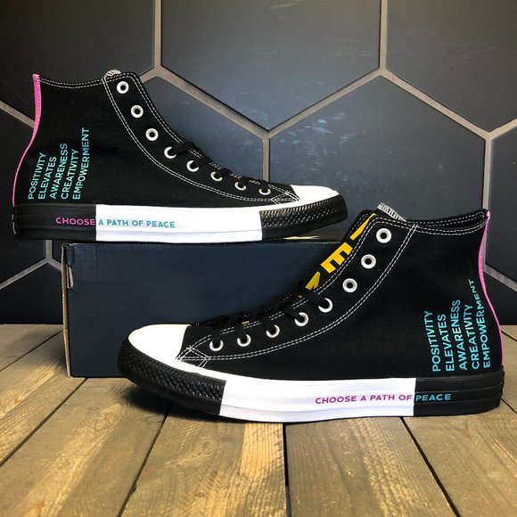 Converse Other - New W/ Box! Converse Chuck Taylor All Star High Seek Peace Black Colorful (MS)
